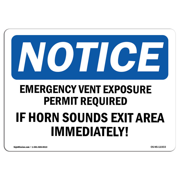 SignMission Emergency Venting Exposure Permit Required Sign | Wayfair