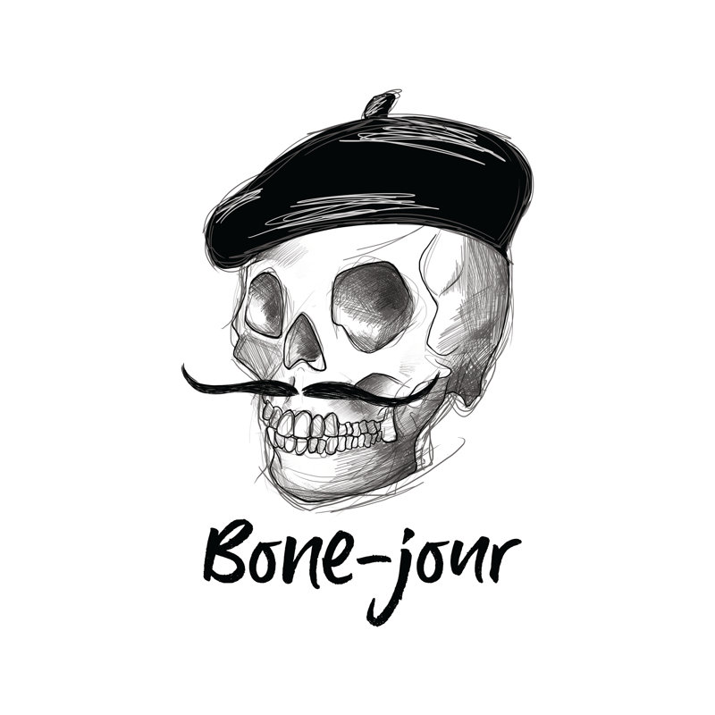 Bone Jour Skull Sketch - Wrapped Canvas Print, 76cm H x 76cm W