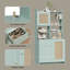 Armoire de cuisine 71 po de hauteur, huche de ferme avec support pour micro-ondes, buffet avec portes et tiroirs en rotin, vert-940865095