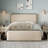 Modern Metal Bed Frame With Curved Upholstered Headboard And Footboard Bed With Under Bed Storage, Heavy Duty Metal Slats-475410223-475410220