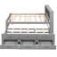 Lit plateforme pleine grandeur gris avec tête de lit, lit gigogne simple et 3 tiroirs - espace et construction avec rangement pour la tête de lit-1403848994