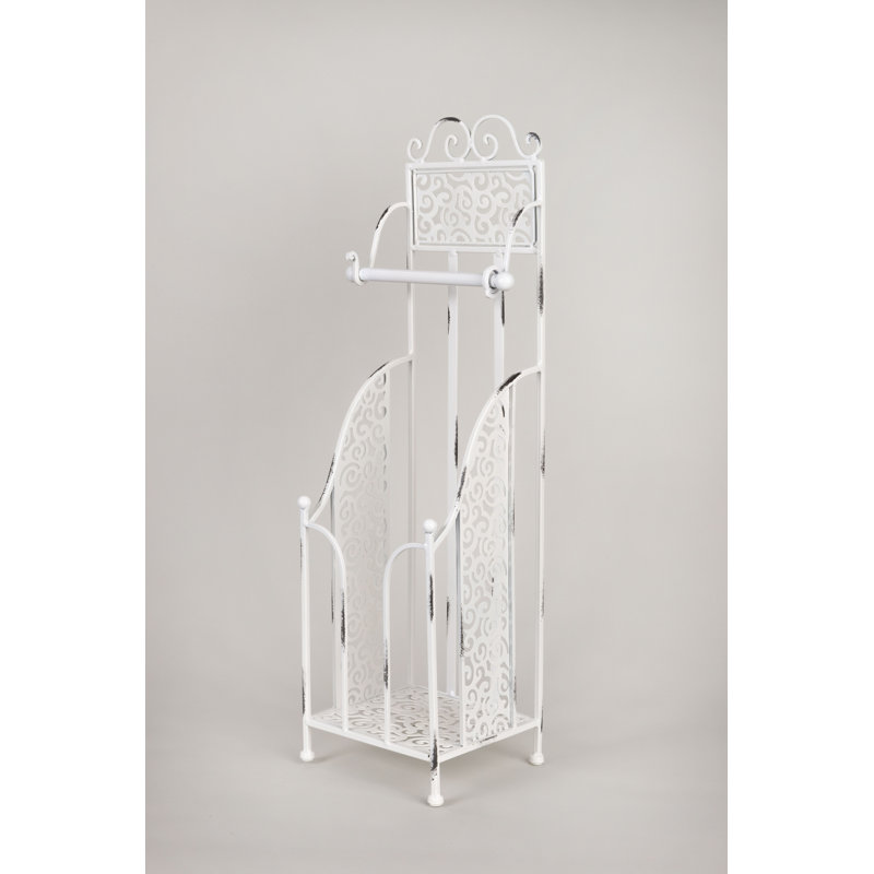 Porte-papier hygiénique sur pied Liveva, Blanc antique