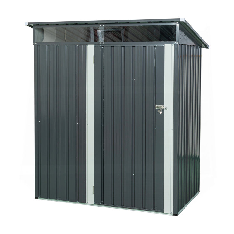 5Ft X 3Ft Outdoor Metal Storage Shed Transparent Plate, Gray