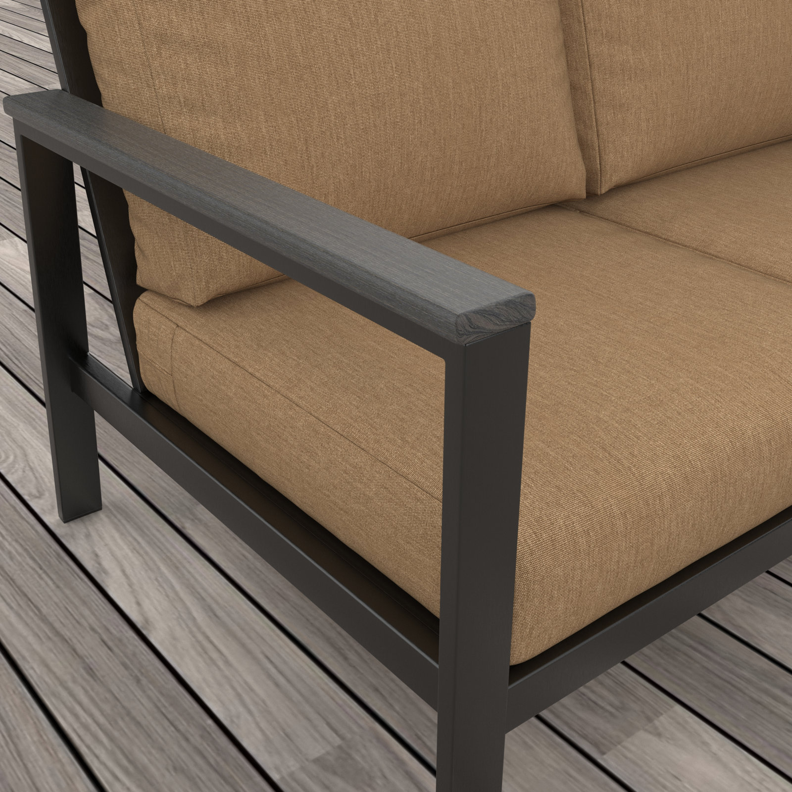 Townsend 80" Sunbrella® Patio Sofa, Sunbrella® Canvas Heather Beige, Yes, Coastal Gray