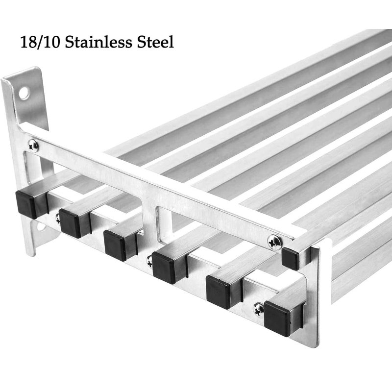 Brayden Studio® Stainless Steel Rectangle Wall Mounted Pot Rack | Wayfair