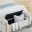 Banc de rangement en velours avec accoudoirs cylindriques et pieds en fer-94184796