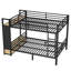 Grand lit superposé en métal pour les adolescents avec tablettes de rangement, tiroirs et panneau perforé, noir-1409535009