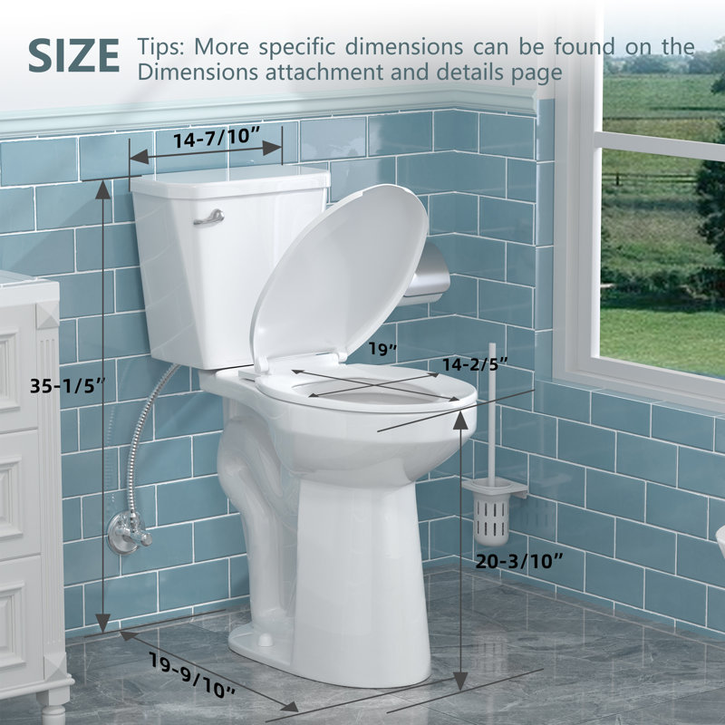 21＂ Extra Tall Toilet 1.28 GPF Elongated Floor Mounted Two-Piece Tall Toilet, White