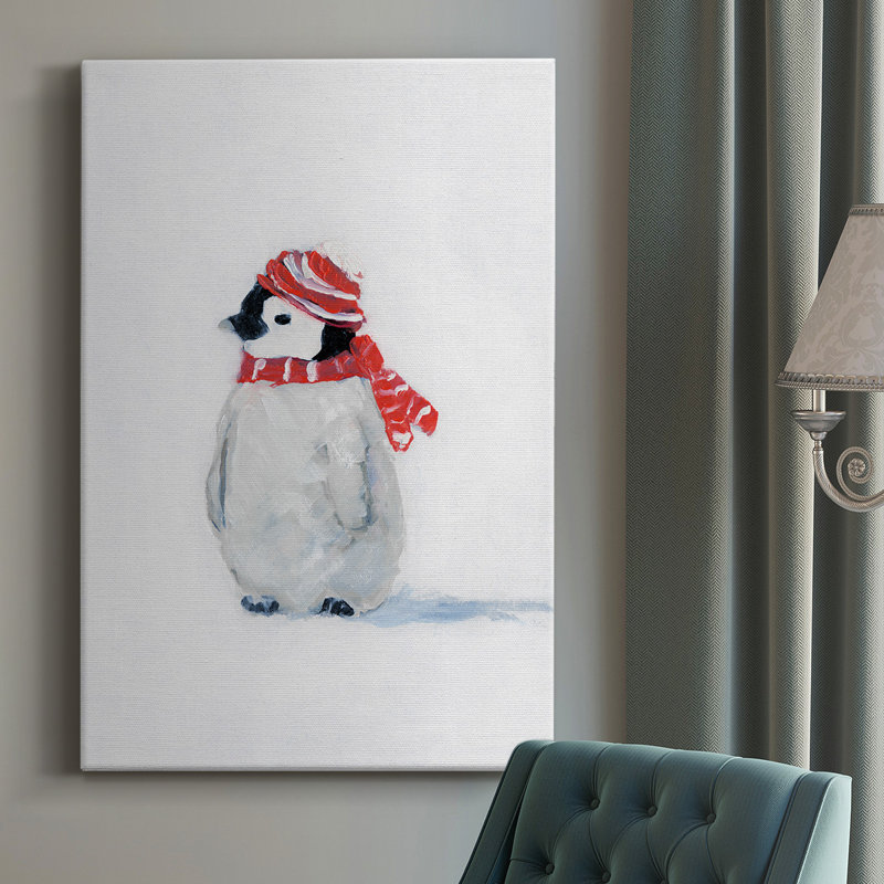 «Penguin Play II», toile tendue avec châssis de qualité supérieure - prête à être accrochée, H 36 po x l 24 po x P 1 po