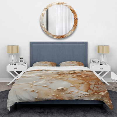 Ensemble de housse de couette blanc et doré Champagne Flow II - Champagne
