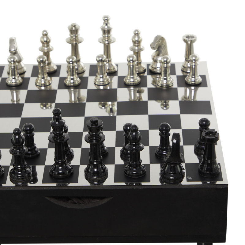 Limairy Aluminum Metal Single Drawer Chess Side End Accent Table, Black