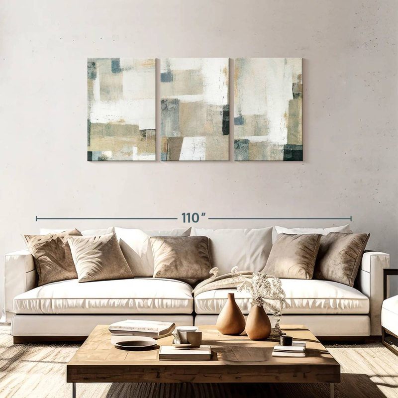 Textured Strokes Triptych, 36" H x 74" W