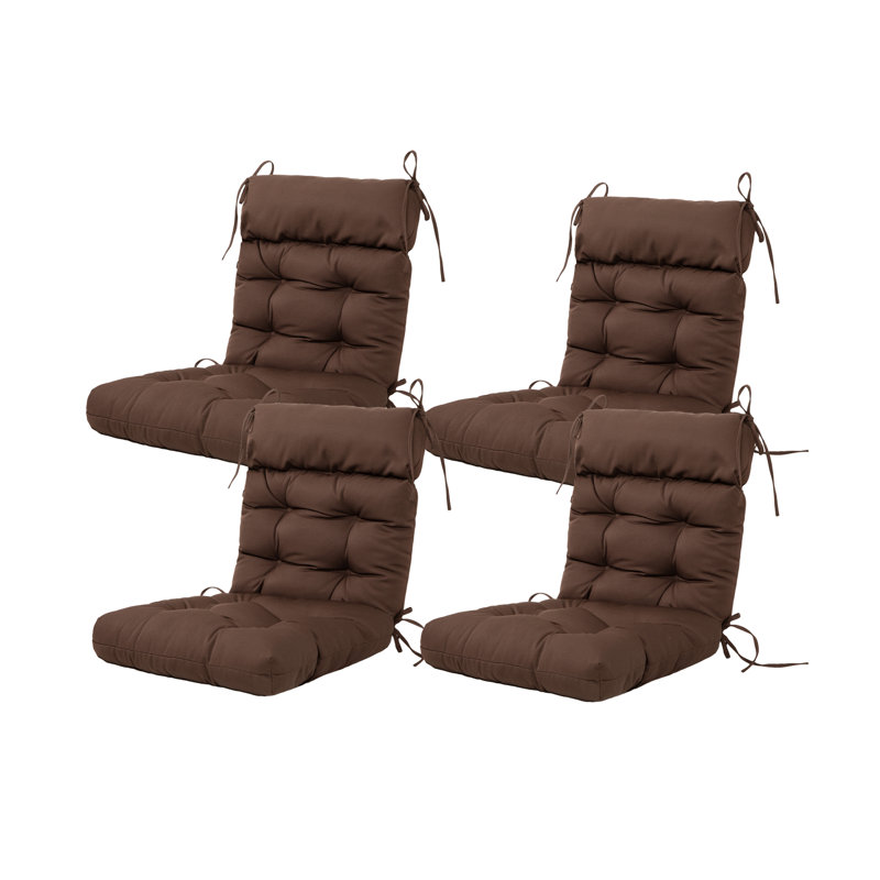 Outdoor/Indoor 3.5“ Dining Chair Seat Back Cushion, Brown Polyester/Polyester Blend
