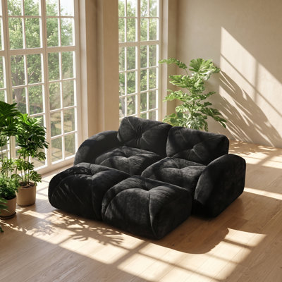 Canapé modulaire en velours capitonné modulaire en forme de U avec repose-pieds amovible l 127 po x P 43 po x H 33 po Boneless