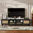 Rattan TV Stand, Modern Farmhouse Media Console with Solid Wood Legs, Ample Storage for Living Room and Home Theatre-483362568-476295098