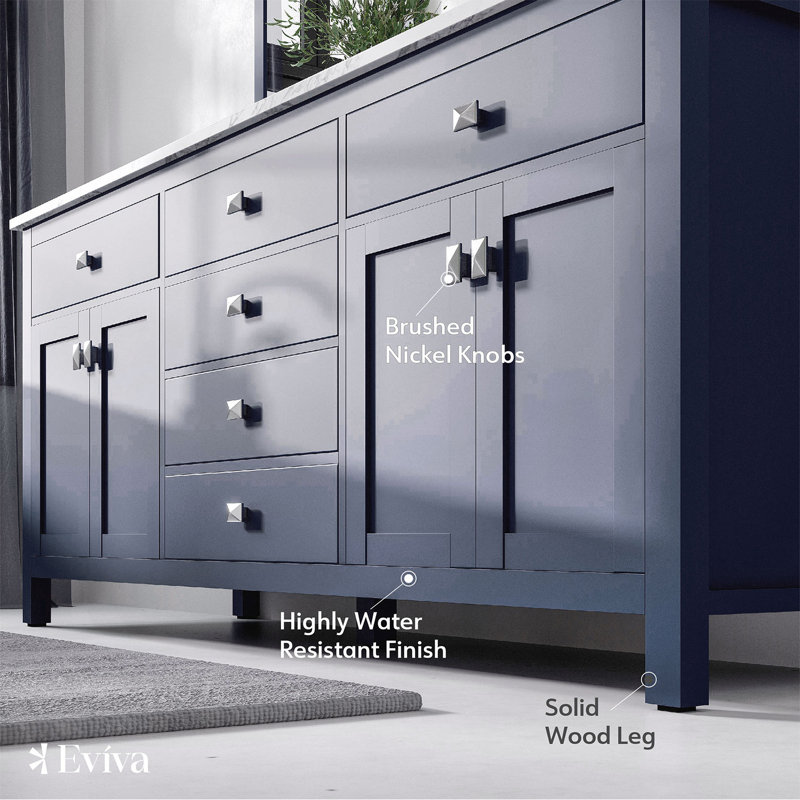 Artemis 60" Blue Double Sink Vanity with Quartz Top