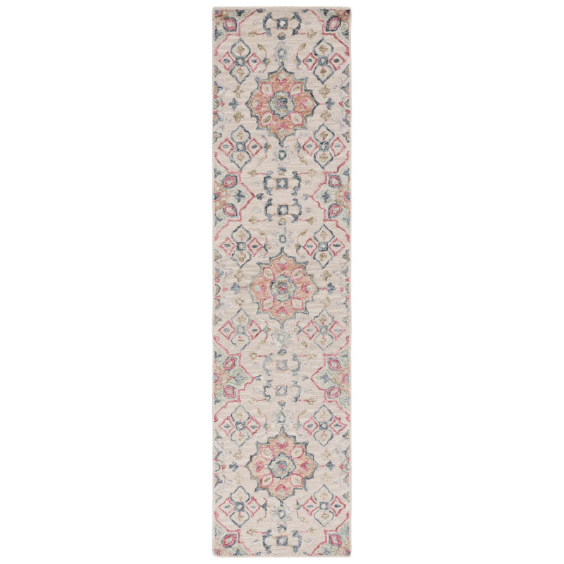 Metro Hand Tufted Wool/Cotton/Latex Oriental Rug in Red/Beige, Runner 2'3" x 9'