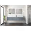 Meuble-lavabo double gris foncé 84 po X P 22 po D, avec plateau en quartz blanc-1832847213