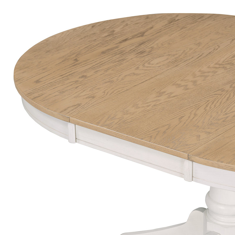 Ensemble de table de salle à manger 5 pièces Retro, Naturel, Blanc cassé / Gris clair