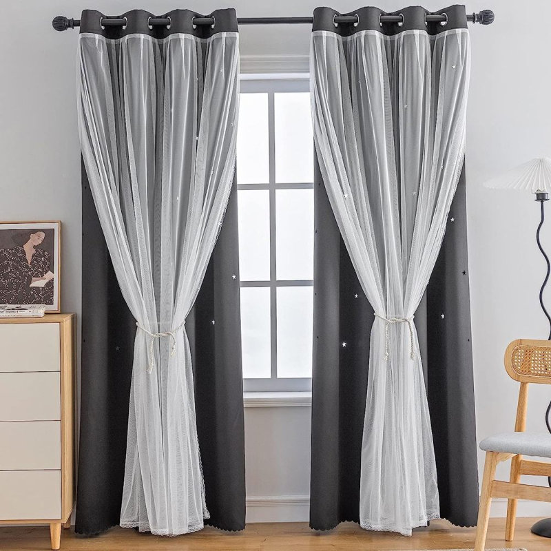 Calabro Room Darkening Curtain Single Panel, Black