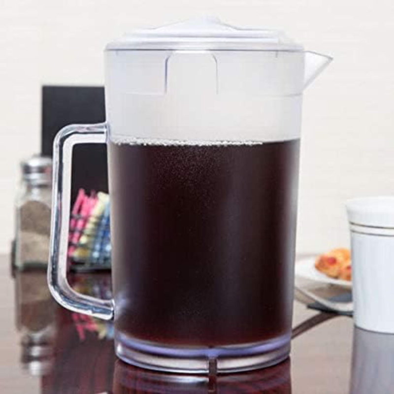 Pichet robuste en plastique incassable de 2 pintes avec couvercle, transparent sans BPA
