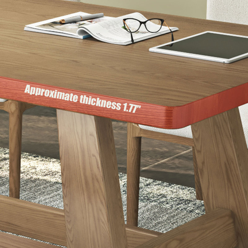 Brown Rectangular Solid Wood desk, 29.53" H x 86.61" W x 35.43" D