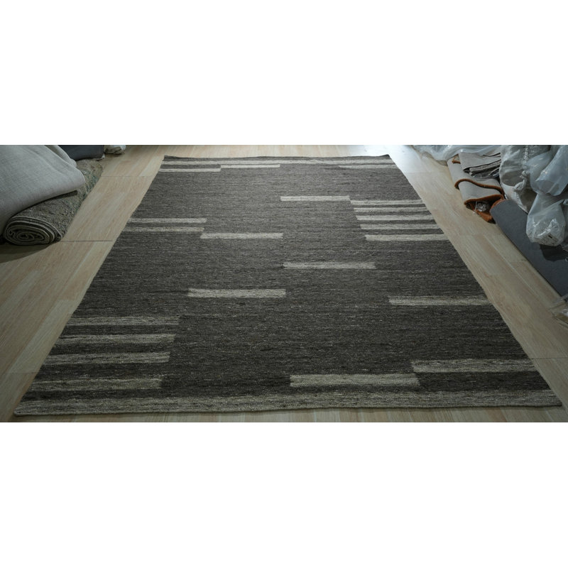 Tapis brun transitionnel tissé à la main Iyah Brown, Rectangulaire 4 pi x 6 pi
