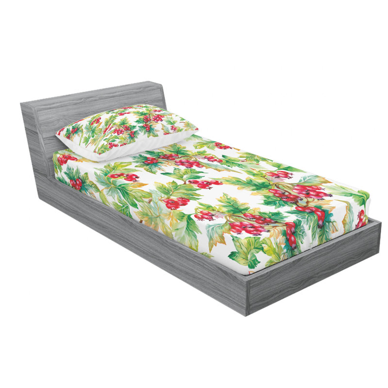 Microfiber Floral Sheet Set, Twin XL Sheet Set with Fitted Sheet