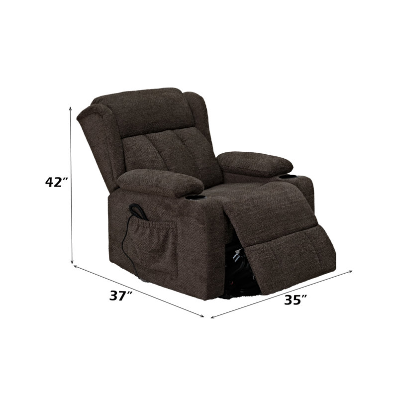 Fauteuil inclinable électrique en lin brun Lusio