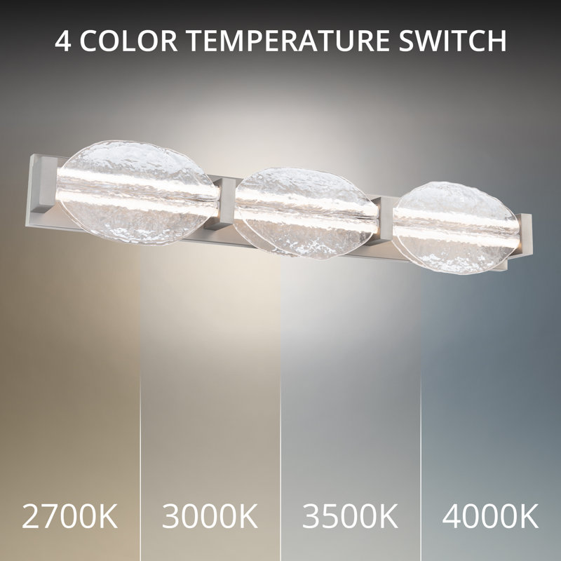 Deco 24" Dimmable LED Bath Vanity & Wall Light With Pressed Glass Shade And Built In Color Temperature Switch (2700K/3000K/3500K/4000K)