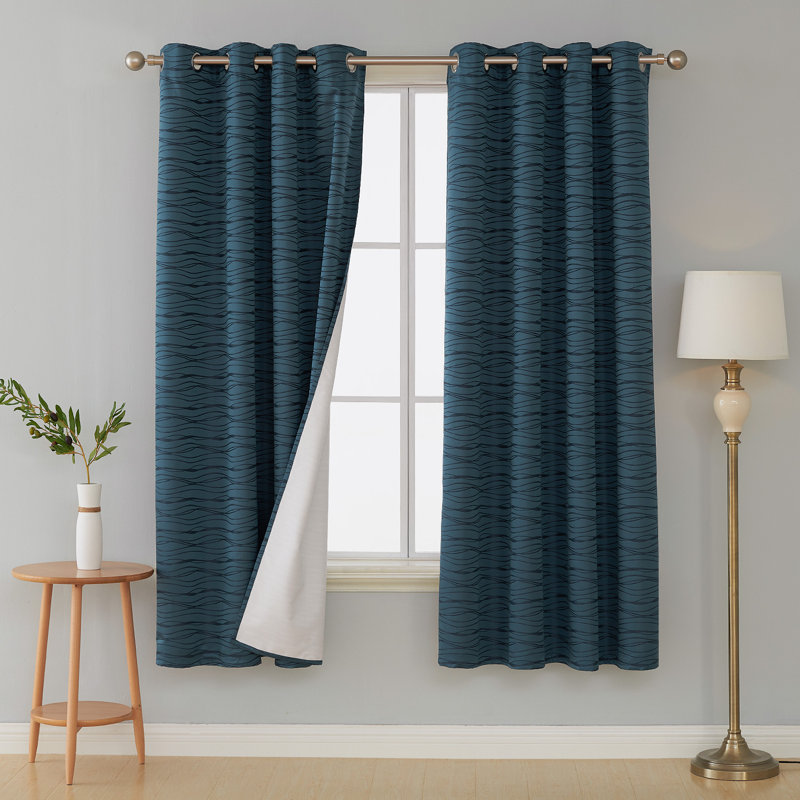 Bakstran Blackout Curtain Pair, Blue, 52" W x 72" L