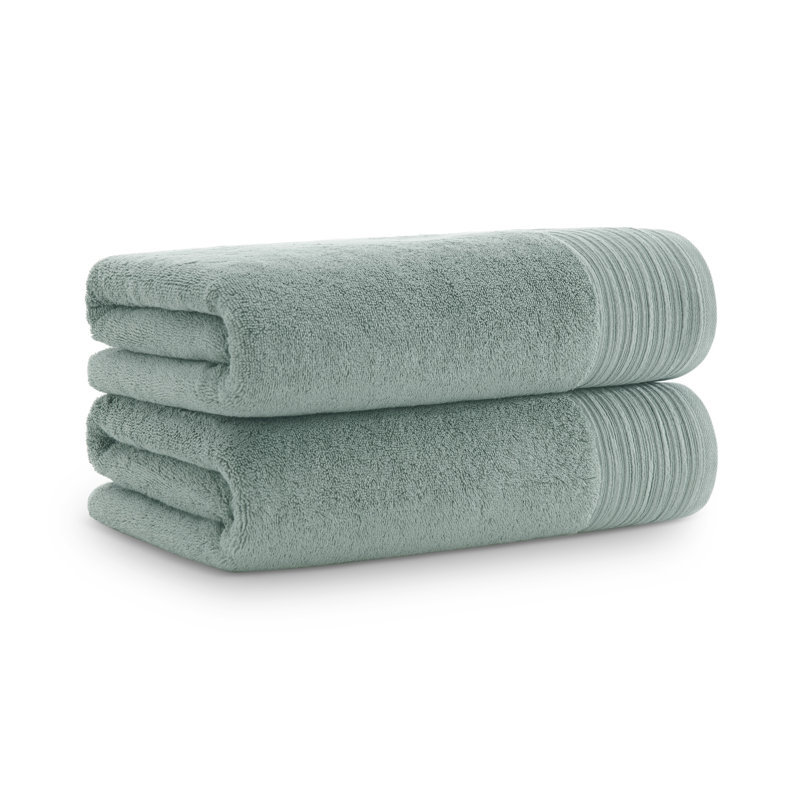 Ensemble de 2 serviettes de bain en coton turc, Vert
