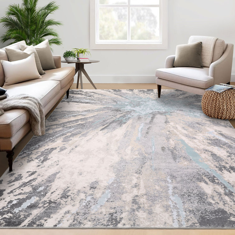 Abstract Machine Washable Rug for Living Room Bedroom Modern Non-Slip Area Rugs Foldable Rugs for Playroom Office Kitchen Dinning Room Entryway