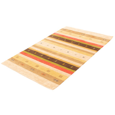 Tapis brun / vert / rouge en laine tissé à la main Buchy 5 pi x 7 pi 11 po