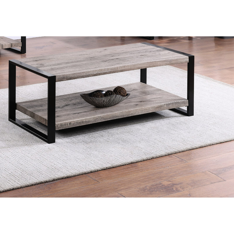 Table basse rustique brune avec espace de rangement, mobilier rectangulaire en bois pour tablette, salon élégant