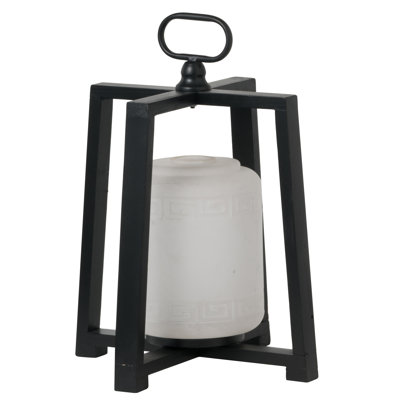 Lanterne en bois et en verre-Blanc éclatant, noir