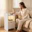 White Fluted Bedside Table Charging Station USB-C Wireless LED 2-Drawer 30x25x60cm Slim Nightstand-90401988