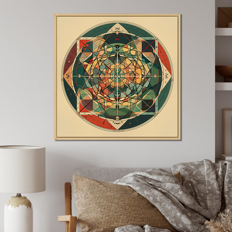 Sacrée mystère rétro Alchimie mandala I sur toile, H 16 po x l 16 po, Cadre naturel flottant