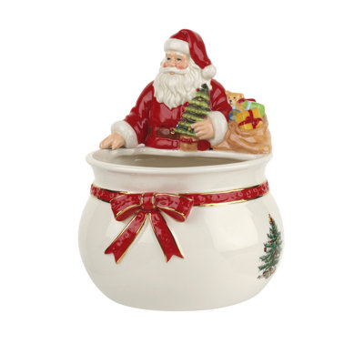 Spode Christmas Tree Santa Candy Bowl 7.75"
