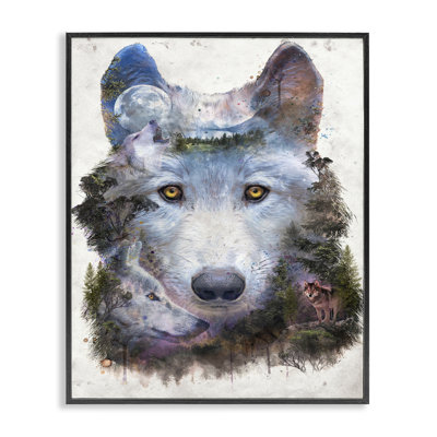 Wolf Form with Woodland Scene Framed Giclee, design by Barrett Biggers