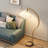 Vintage 59" Mid-Century Modern Arched LED Floor Lamp,Pleated Shade