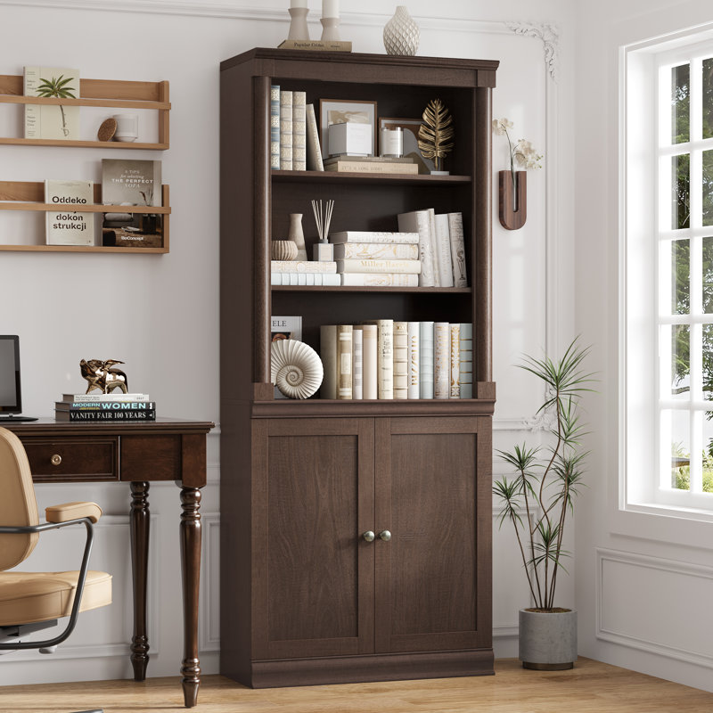 Bibliothèque standard avec rangement H 71 ", Brun