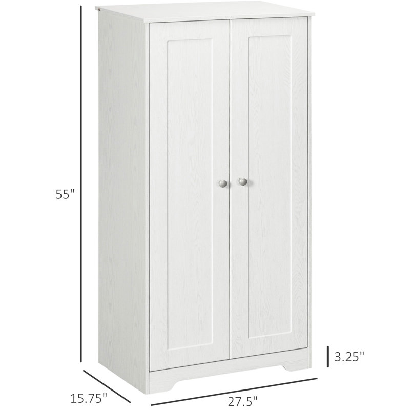 Garde-manger autoportant, blanc, 2 portes, tablettes réglables pour armoire de rangement, blanc avec