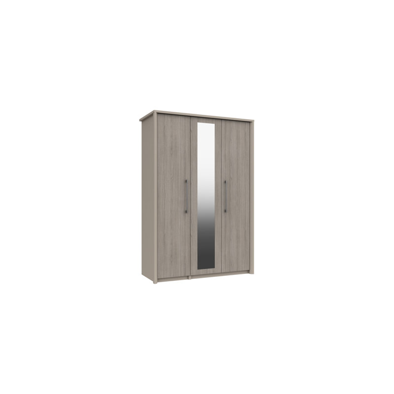 Wyman 3 Door Manufactured Wood Wardrobe, Fired Earth/Grey Oak