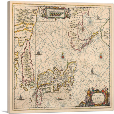 Carte du Japon et de la Corée, 1658 par Abraham Ortelius, reproduction d'art graphique sur toile tendue