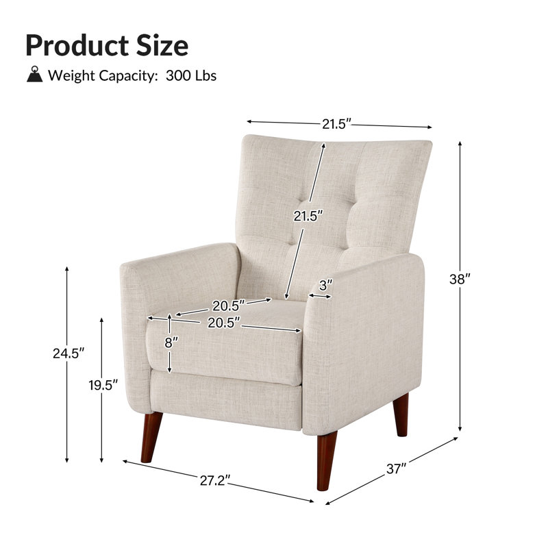 Fauteuil inclinable Amaurie Tacho avec dossier capitonné, Polyester ivoire