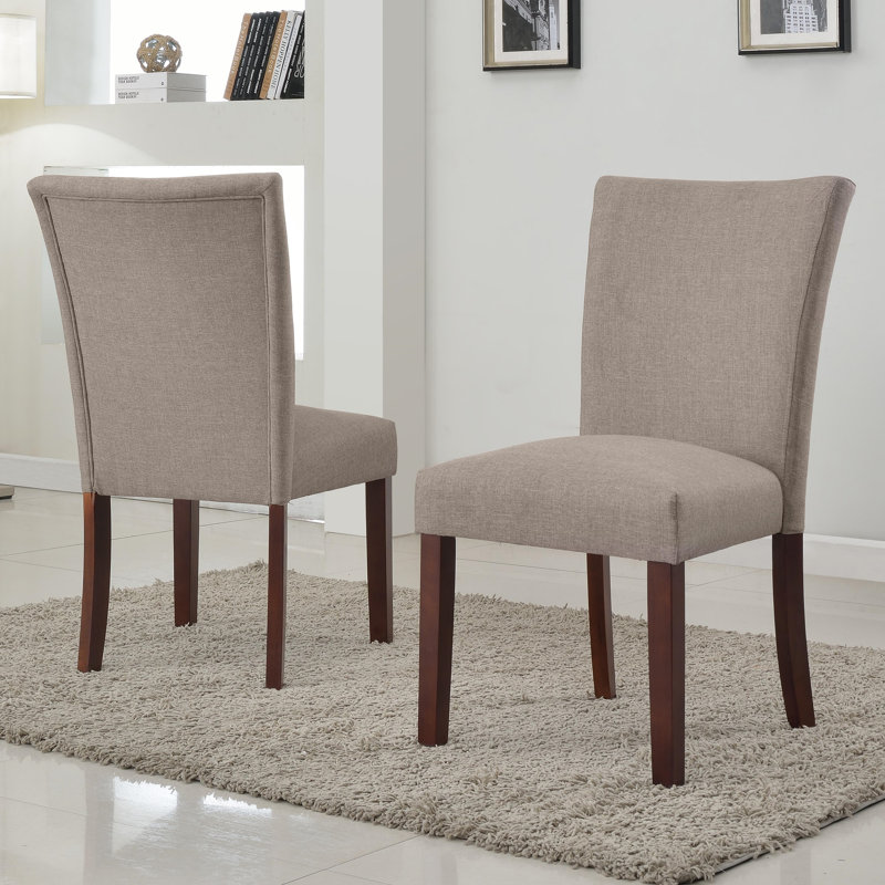 Myrtille 20'' H Linen Upholstered Side Chair, Brown, Espresso