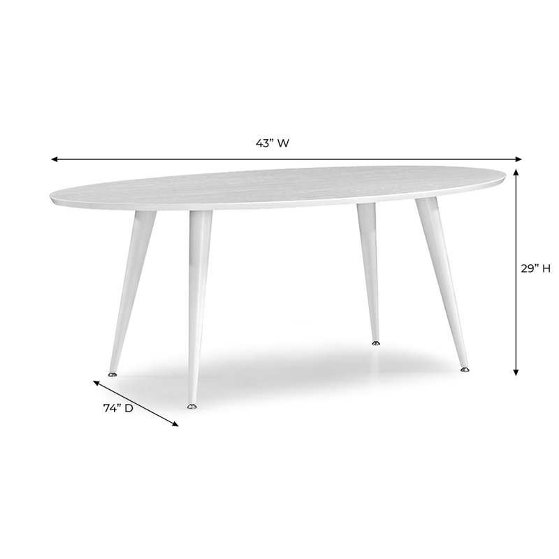 Acquanetta Oak Oval Solid Wood Base Dining Table, White