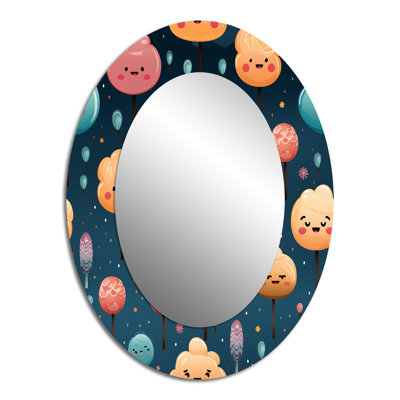 Lollipop Dream Pattern I - Modern Oval Wall Mirror