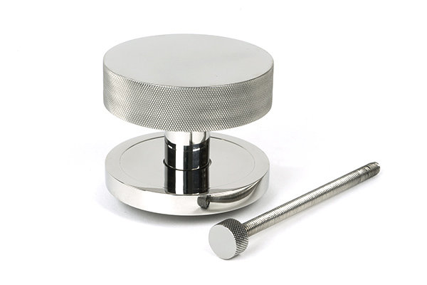 Satin Brass Brompton Centre Door Knob (Plain), Polished Marine